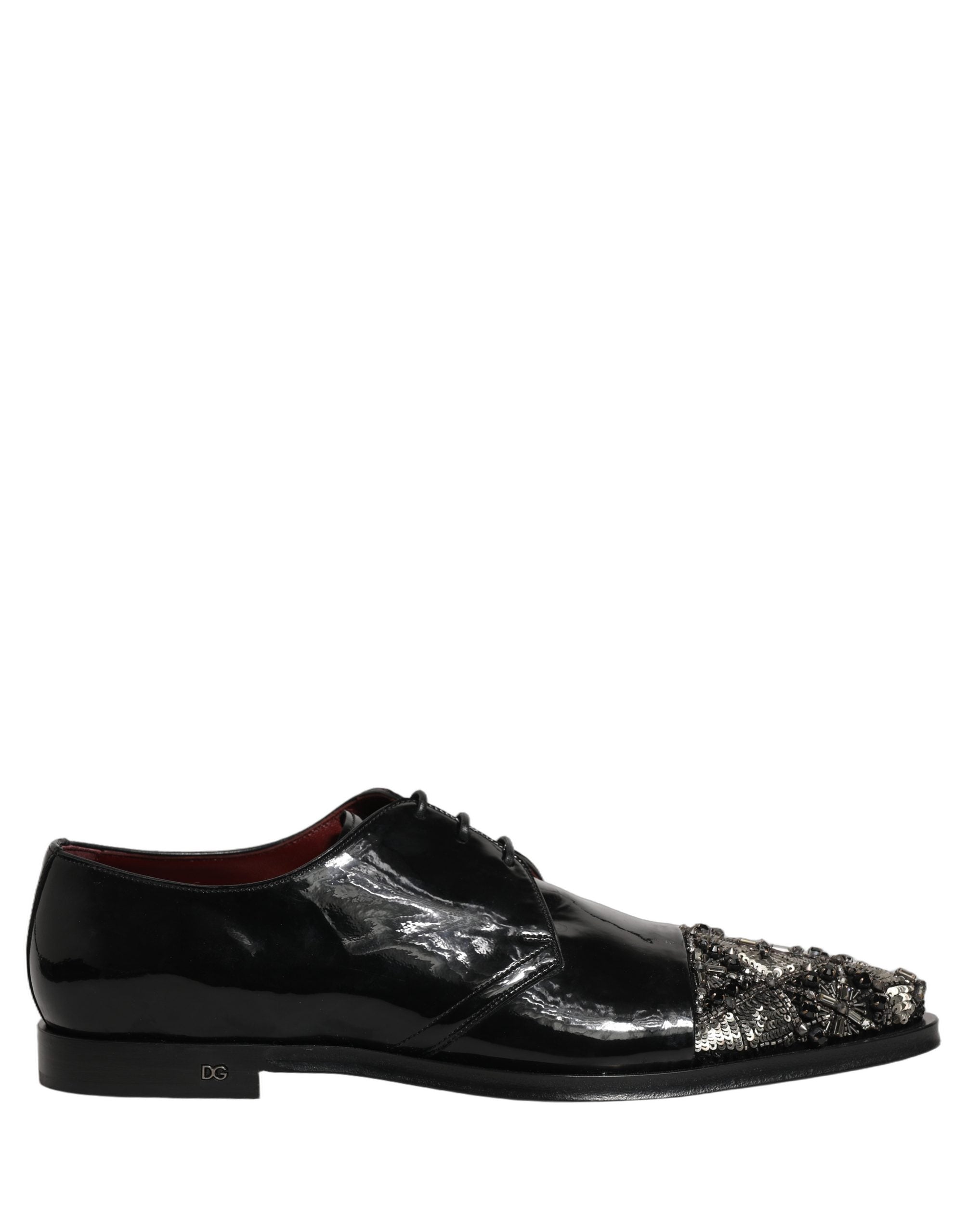 Chaussures Derby noires Dolce & Gabbana, élégantes et ornées de détails brillants, chaussures formelles pour homme.