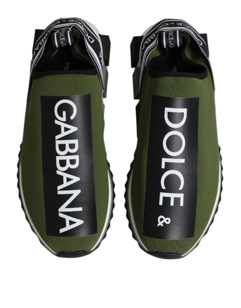 Chaussures sneakers Dolce & Gabbana Sorrento vert et noir, slip-on, mode décontractée, vue de face