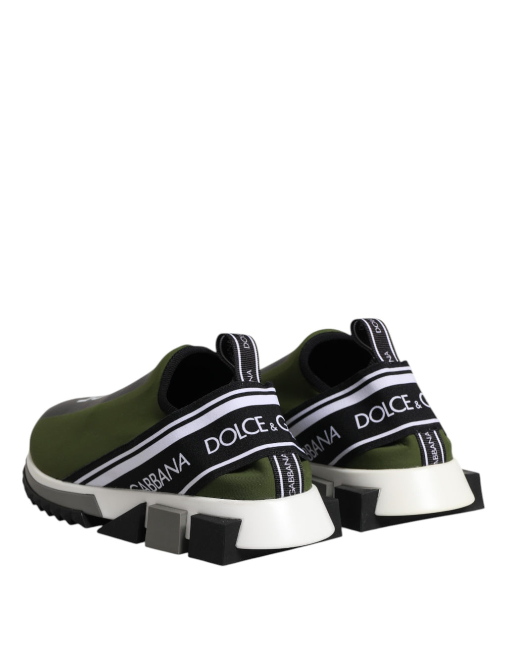Chaussures sneakers Dolce & Gabbana Sorrento vert et noir à enfiler, style décontracté, vue de face.