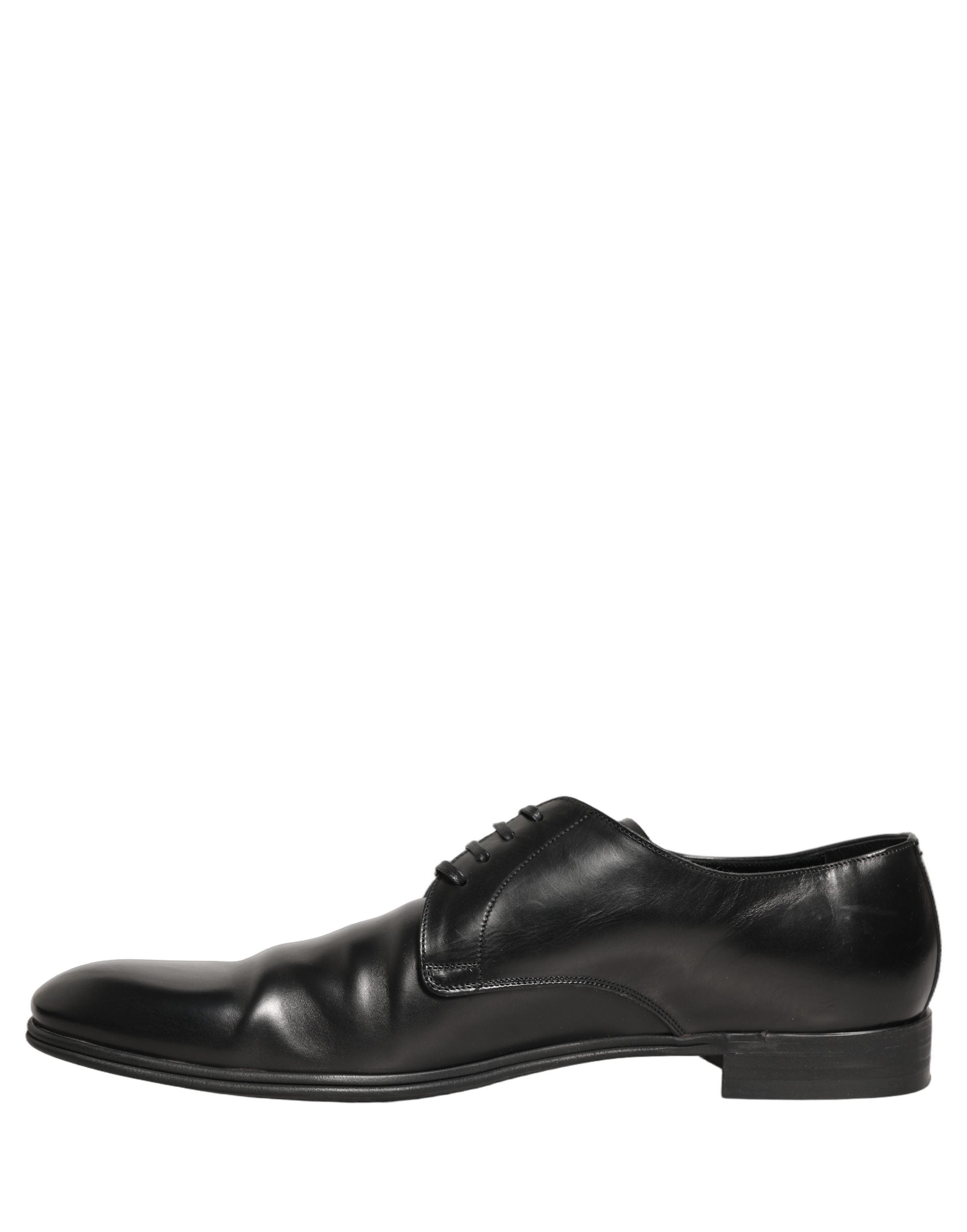 Chaussures derby noires en cuir pour homme de marque Dolce & Gabbana, chaussures habillées formelles élégantes.