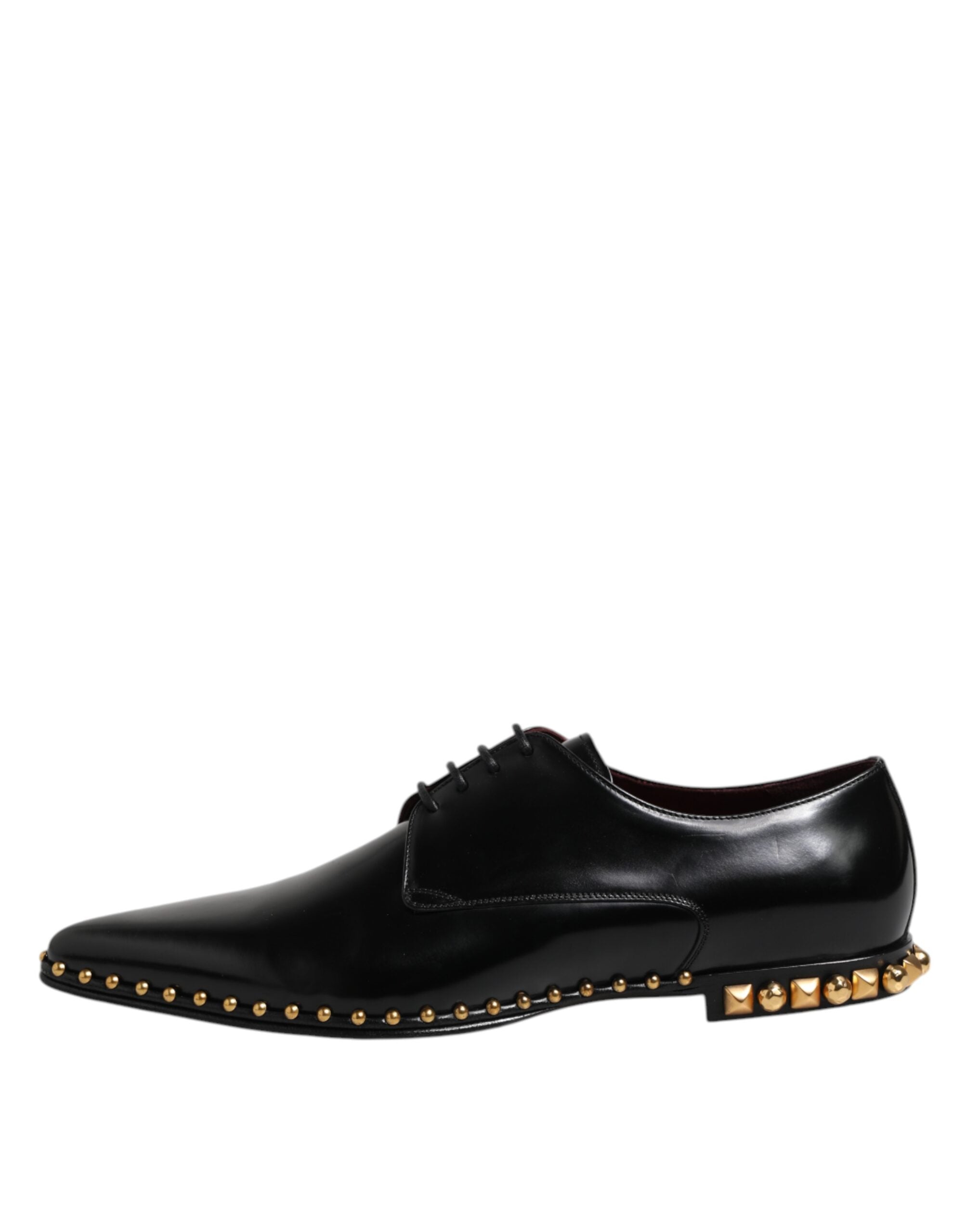 Chaussures Derby en cuir noir Dolce & Gabbana pour homme, avec clous décoratifs, élégantes et raffinées.