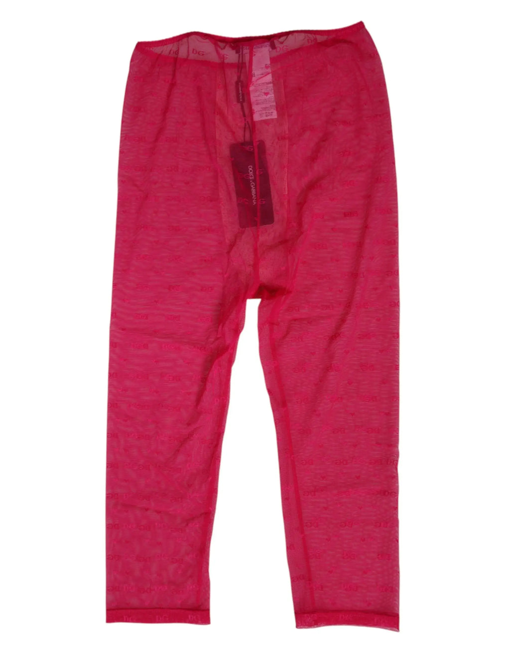 Caleçon mi-long dolce & gabbana en dentelle fuchsia transparente avec motif subtil et taille élastique