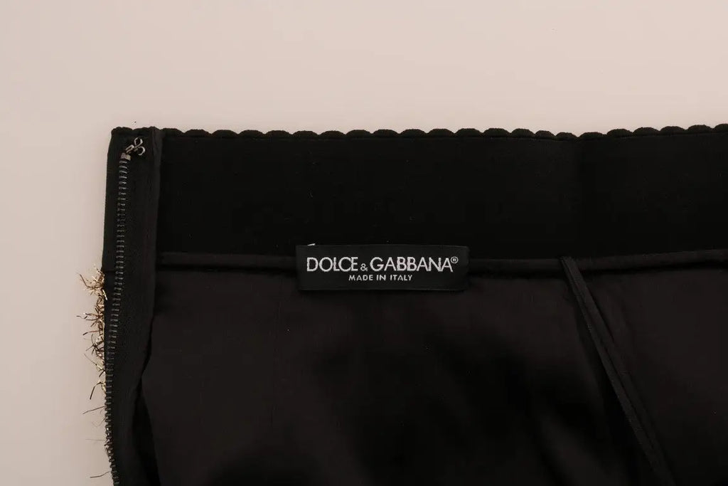 Jupe courte noire dolce & gabbana en tissu avec ourlet festonné et fermeture éclair visible au dos