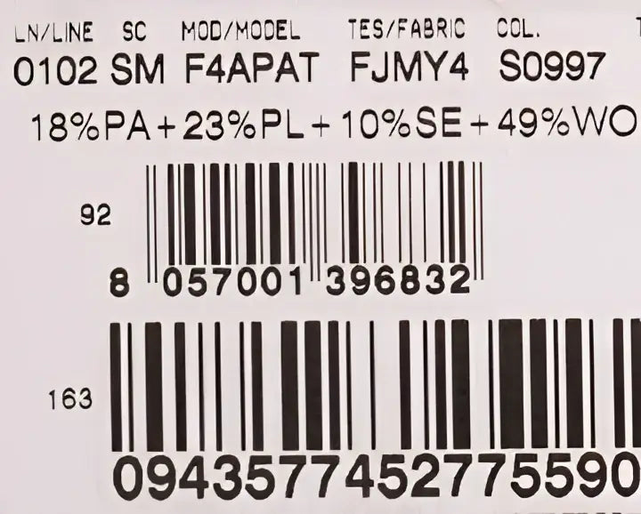 Étiquette code-barres du mini-jupe doré et noir en tissu dolce & gabbana modèle f4apat coloris s0997