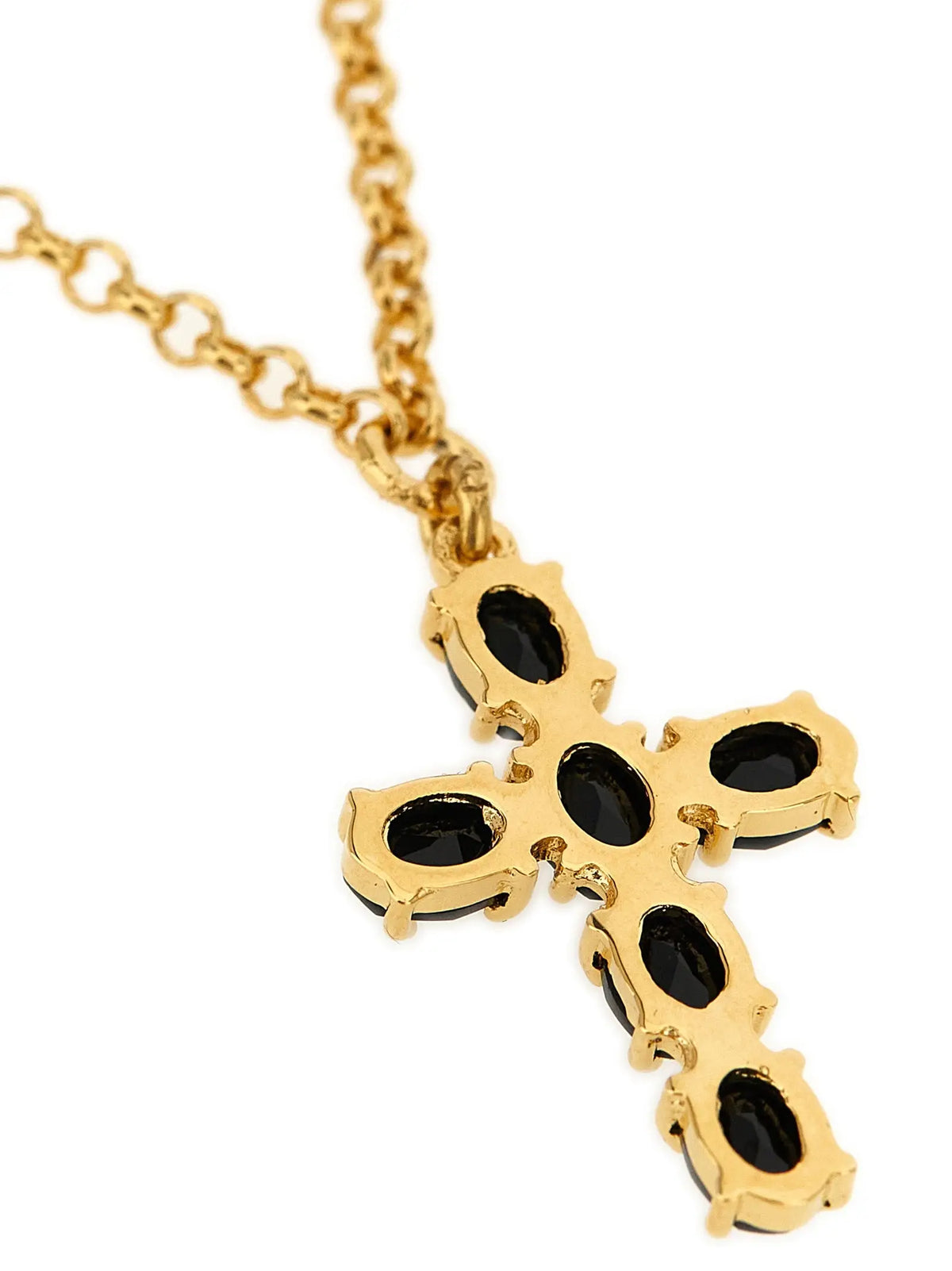 Bracelet dolce & gabbana en laiton doré avec pendentif croix orné de cinq pierres ovales noires vintage
