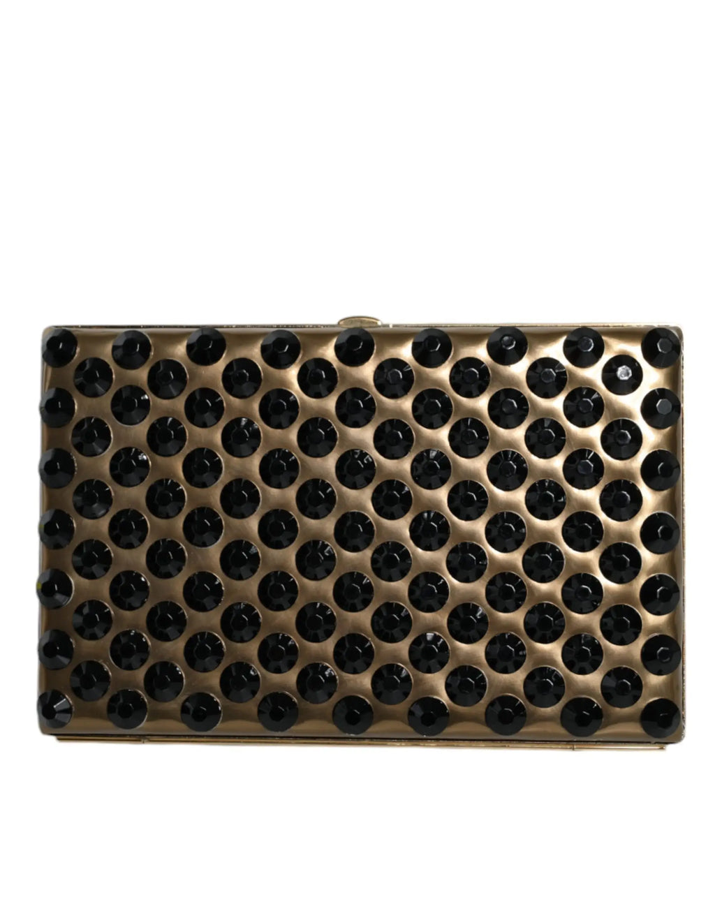 Clutch doublé or dolce & gabbana orné de cristaux noirs facettés pour soirée femme