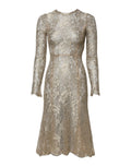 Robe midi en dentelle florale dorée dolce & gabbana manches longues silhouette ajustée élégante