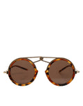Lunettes de soleil dolce & gabbana fait à la main monture gold havana en écaille avec pont métallique argenté