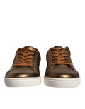 Baskets homme dolce & gabbana en cuir doré bronze avec lacets tan et semelles blanches en caoutchouc