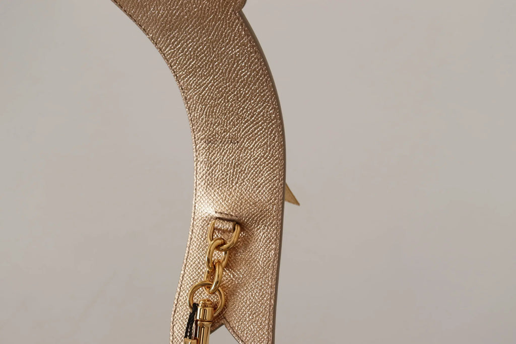 Bracelet d’épaule dolce & gabbana en cuir texturé or avec chaîne métallique et anneau porte-clés