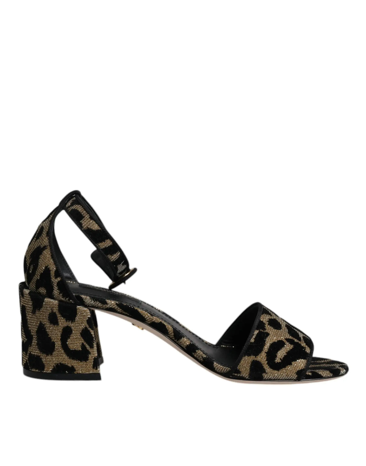 Dolce & Gabbana sandales à talon bloc léopard noir et marron avec bride au pied et à la cheville