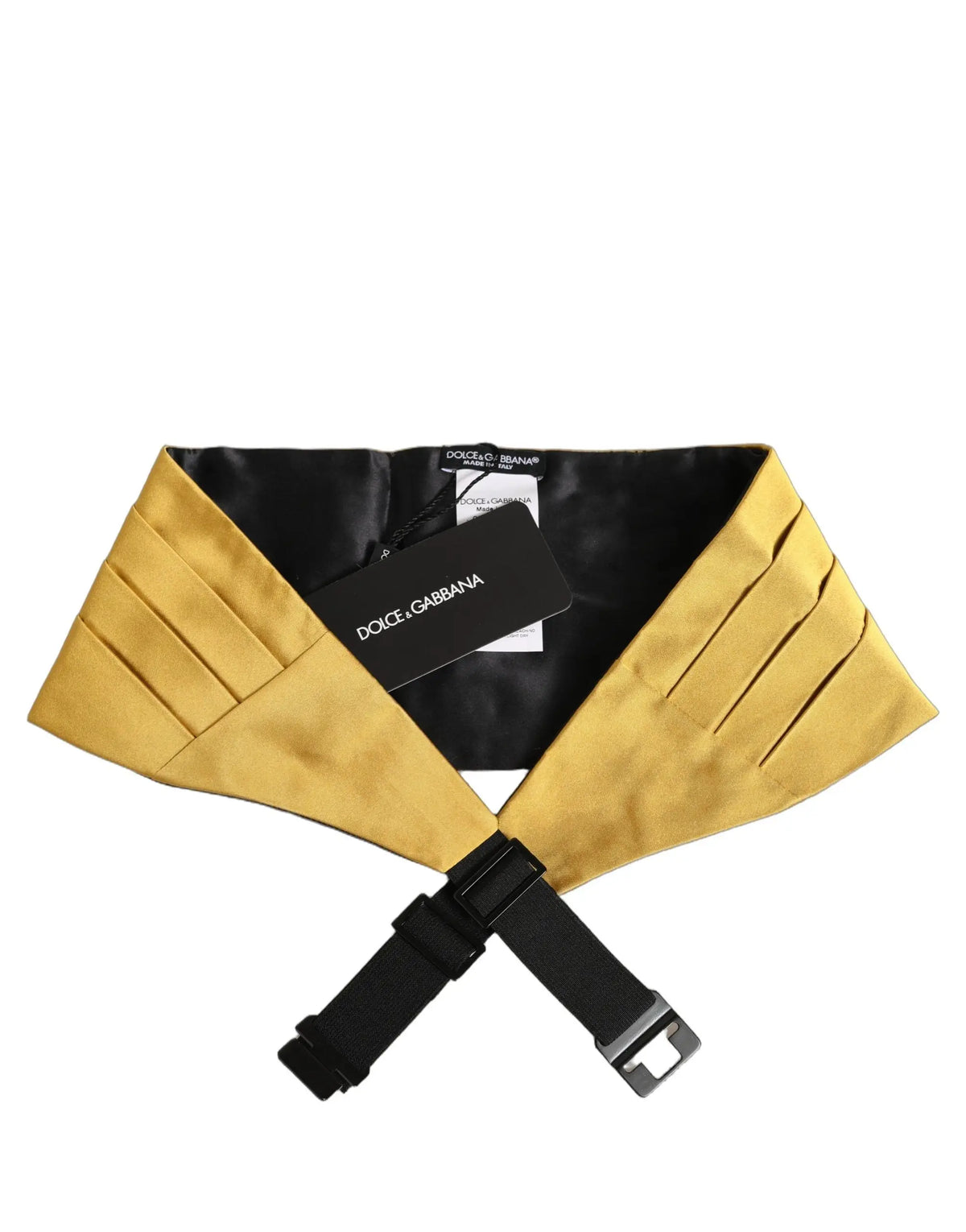Ceinture dolce & gabbana pour homme en satin doré 100% soie avec doublure noire et boucle réglable