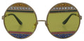 Lunettes de soleil dolce & gabbana dg2209b ovales en métal doré avec cristaux multicolores rondes à verres jaunes