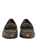 Dolce & gabbana mocassins homme en sequins dorés avec nœuds ruban noirs chaussures habillées slip on