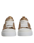 Dolce & gabbana chaussures baskets basses or métalliques avec lacets blancs et semelle épaisse blanche