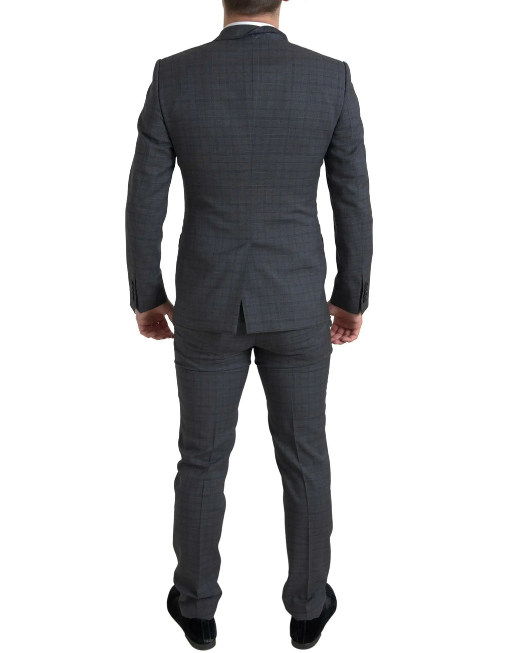 Costume dolce & gabbana gris composé de deux pièces en tissu gris foncé texturé avec revers crantés classiques et pantalon assorti