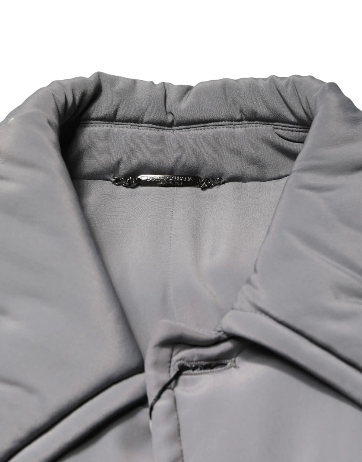 Dolce & gabbana manteau matelassé gris en acétate avec col matelassé et doublure satinée
