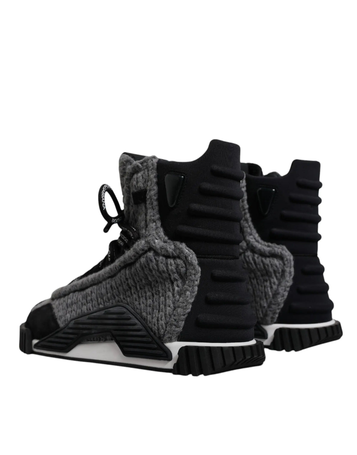 Baskets montantes dolce gabbana ns1 gris et noir avec empeigne tricotée semelle en caoutchouc et panneaux texturés