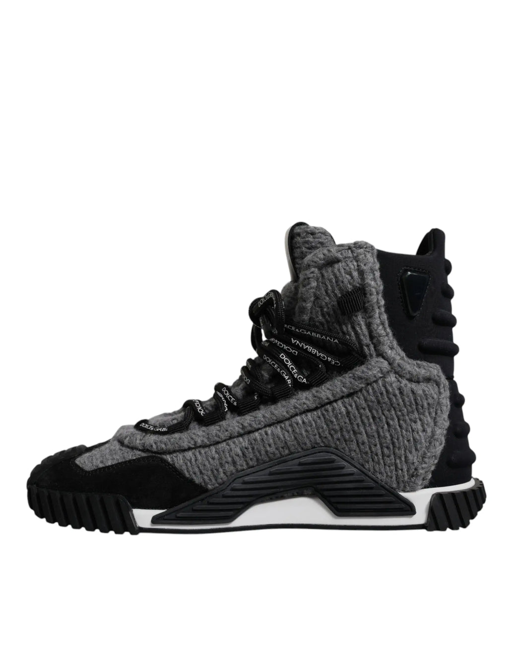 Baskets montantes dolce gabbana ns1 noir et gris avec empeigne en maille texturée semelle en caoutchouc noire et midsole blanche