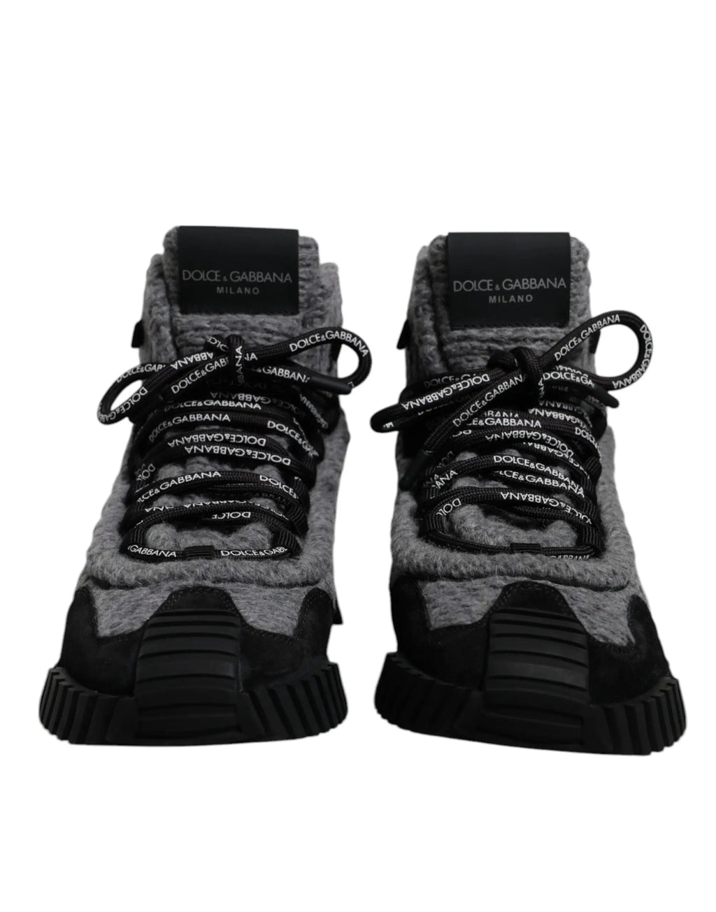 Baskets montantes dolce & gabbana ns1 gris en laine mélangée avec semelles et lacets noirs à logo