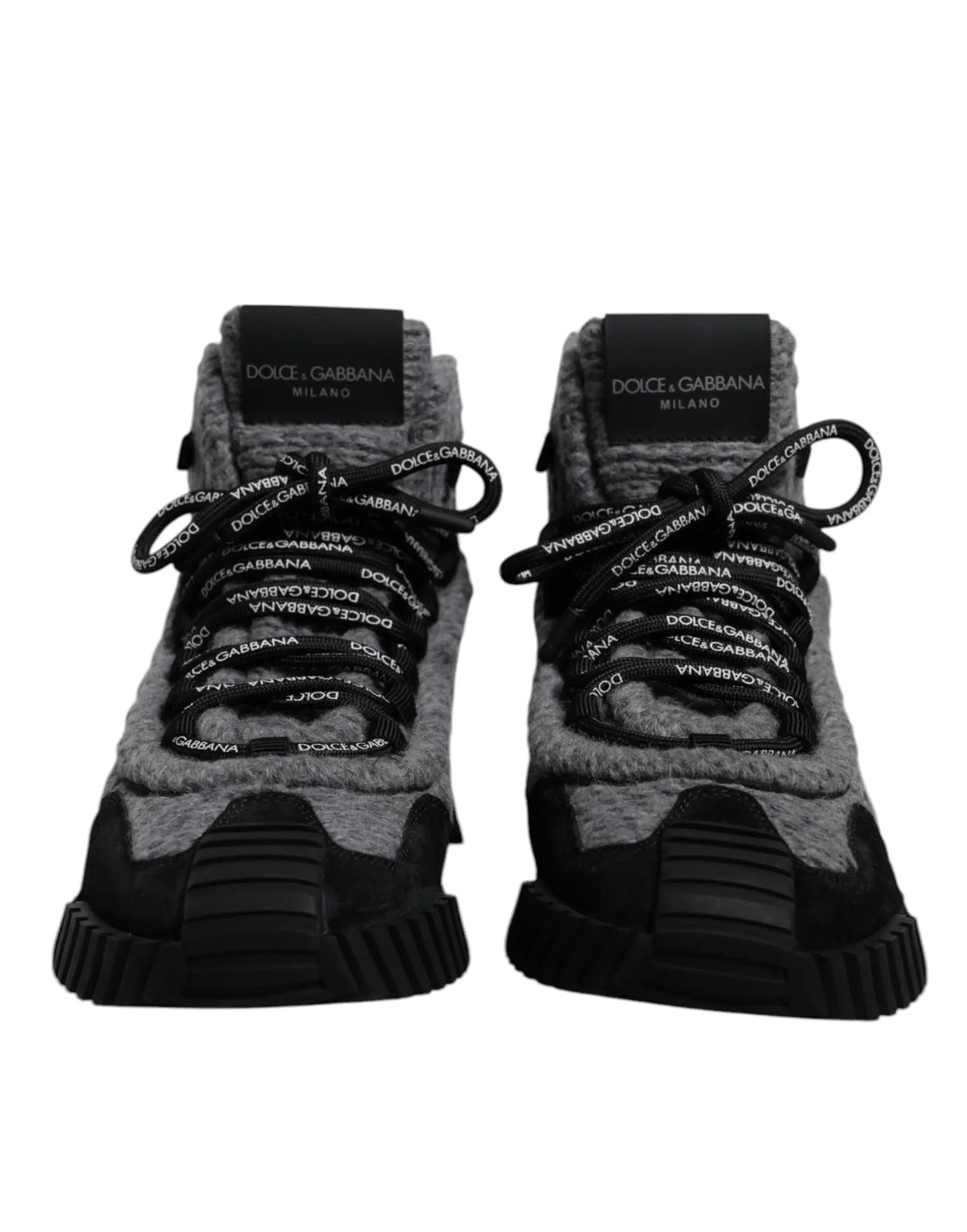 Baskets montantes dolce & gabbana ns1 gris en laine mélangée avec semelles et lacets noirs à logo