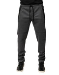 Pantalon jogger dolce & gabbana gris foncé chiné en laine mélangée avec panneaux latéraux noirs et taille à cordon assortie