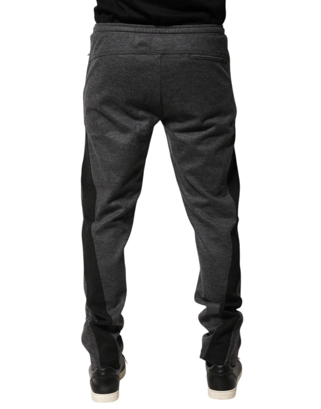 Jogging dolce & gabbana gris foncé avec panneaux noirs en laine mélangée et taille à cordon