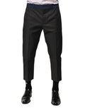 Pantalon chino 3/4 gris bleu en coton dolce & gabbana avec ceinture bleu marine sur pantalon noir ajusté