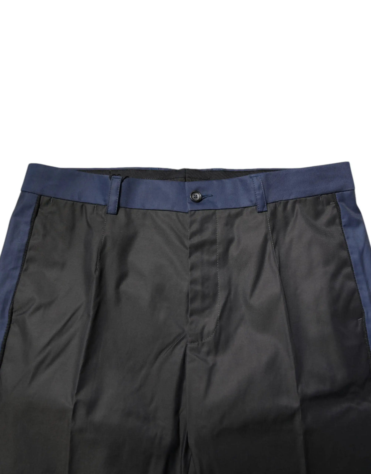 Pantalon chino 3 4 en coton gris bleu dolce gabbana avec plis navy ceinture et fermeture bouton