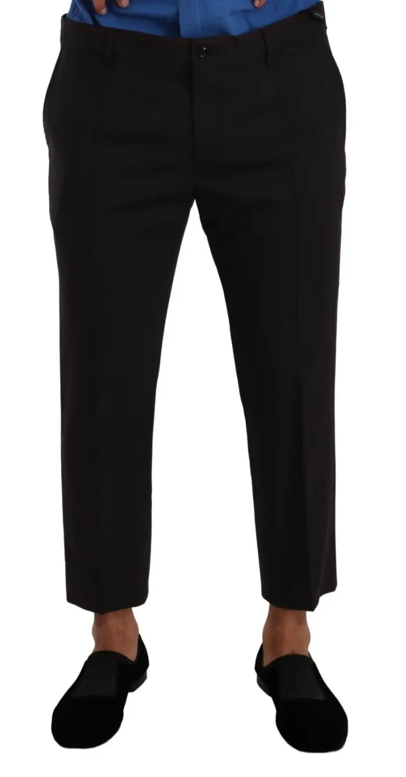 Pantalon tailleur dolce et gabbana en laine gris bordeaux avec coupe droite et plis discrets à la taille