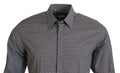 Chemise habillée slim fit dolce gabbana grise marron avec motif géométrique subtil et boutons visibles
