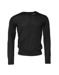 Pull dolce & gabbana gris en cachemire col rond avec texture fine et poignets côtelés noirs