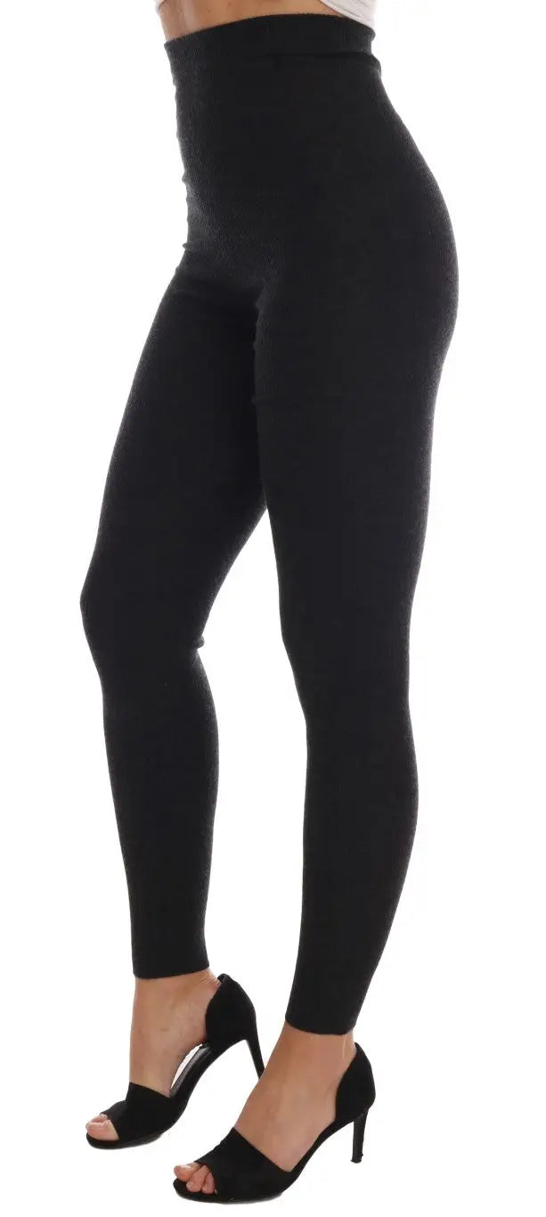 Legging noir taille haute en tissu extensible doux dans les collants dolce & gabbana gris en cachemire côtelé