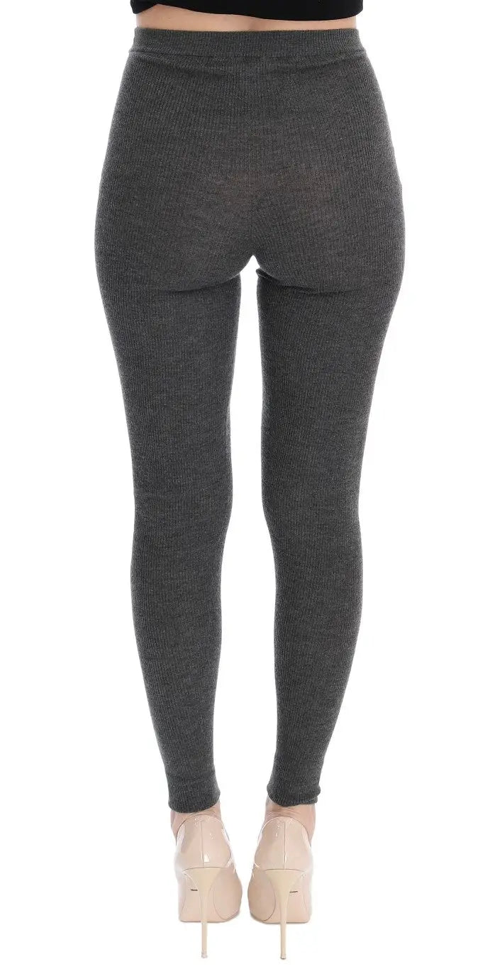 Legging côtelé gris foncé en maille de cachemire stretch dolce gabbana pour un confort élégant