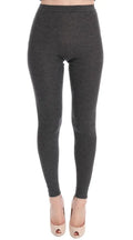 Collants dolce & gabbana gris en cachemire stretch avec leggings en maille côtelée gris foncé