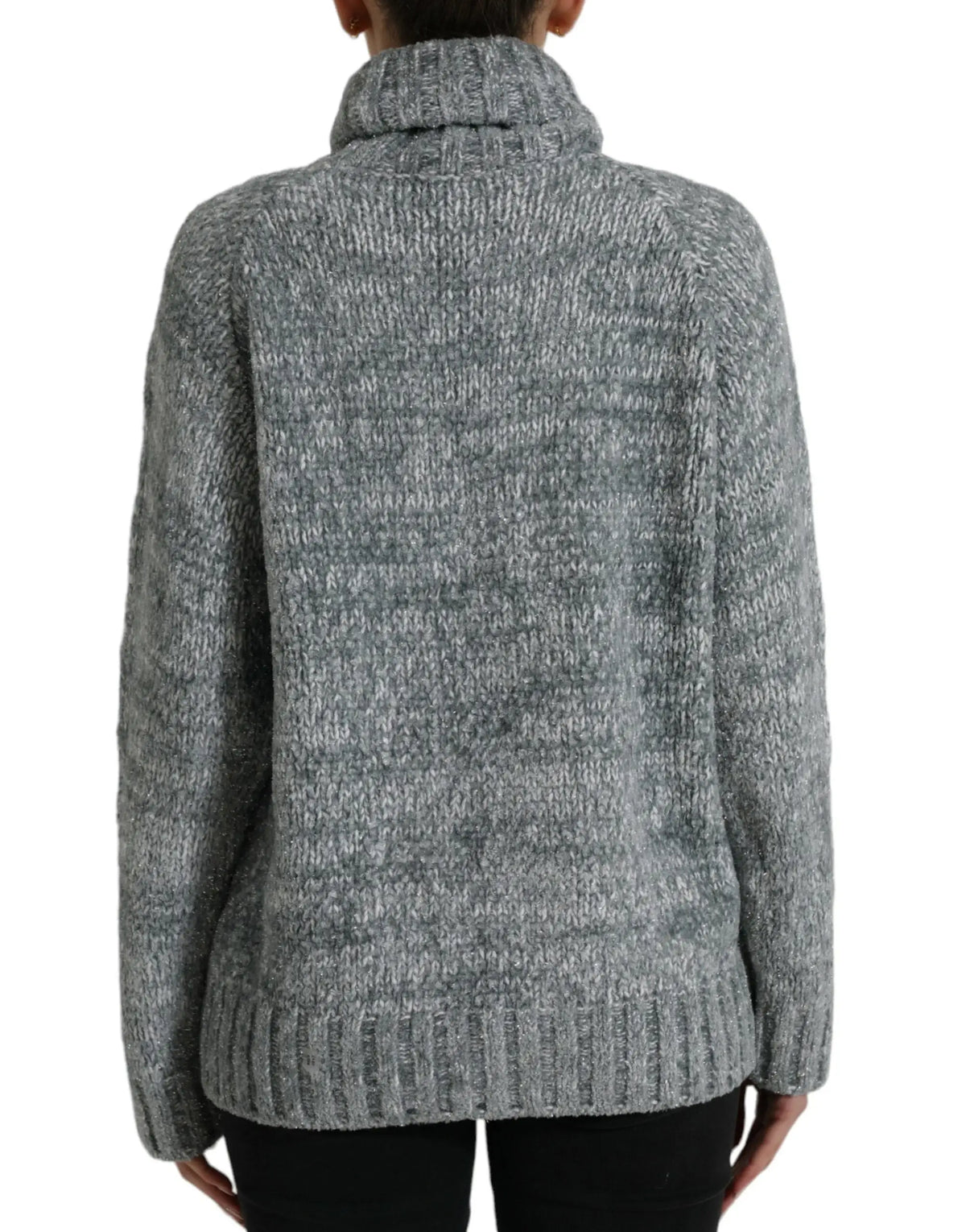 Pull en cachemire dolce & gabbana gris avec col roulé en maille texturée et poignets côtelés en gris chiné