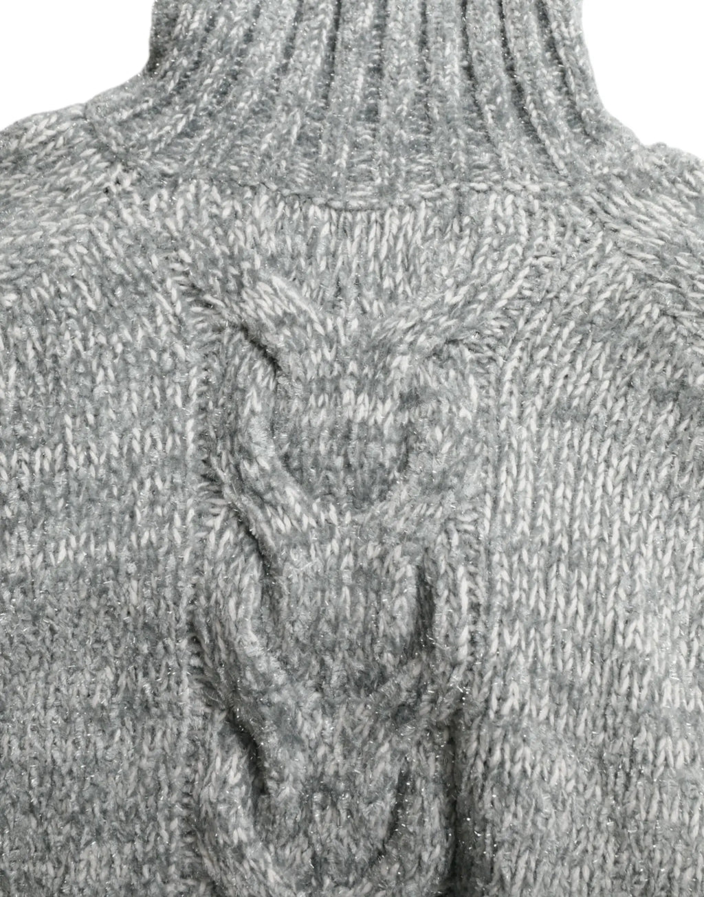 Pull dolce & gabbana en cachemire gris avec col roulé côtelé et motif en maille torsadée