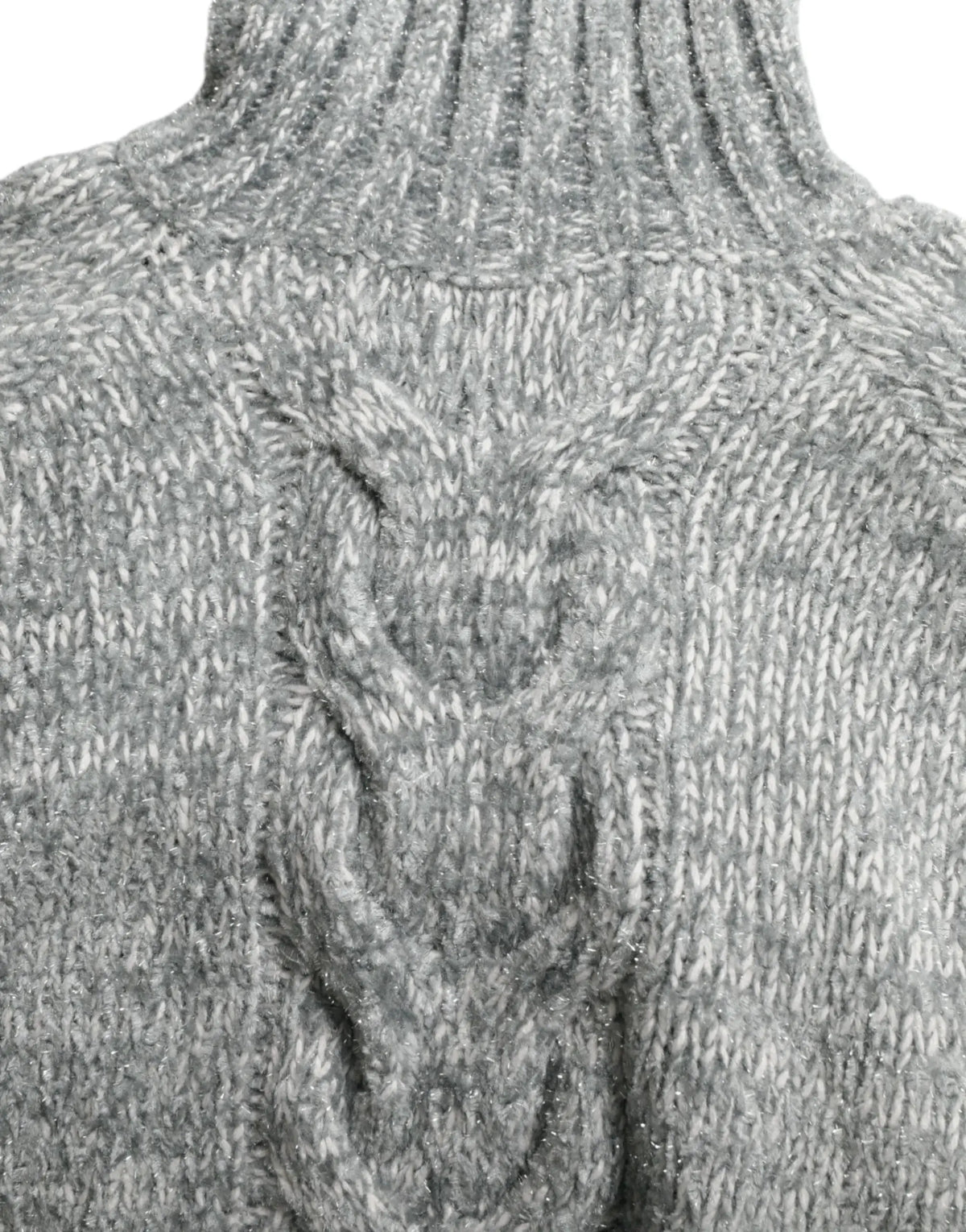 Pull dolce & gabbana en cachemire gris avec col roulé côtelé et motif en maille torsadée