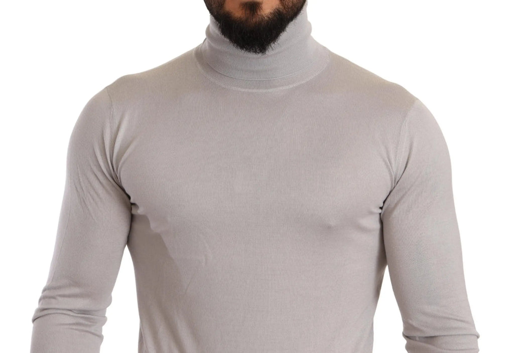 Pull à col roulé gris dolce & gabbana en cachemire avec texture lisse et coupe ajustée