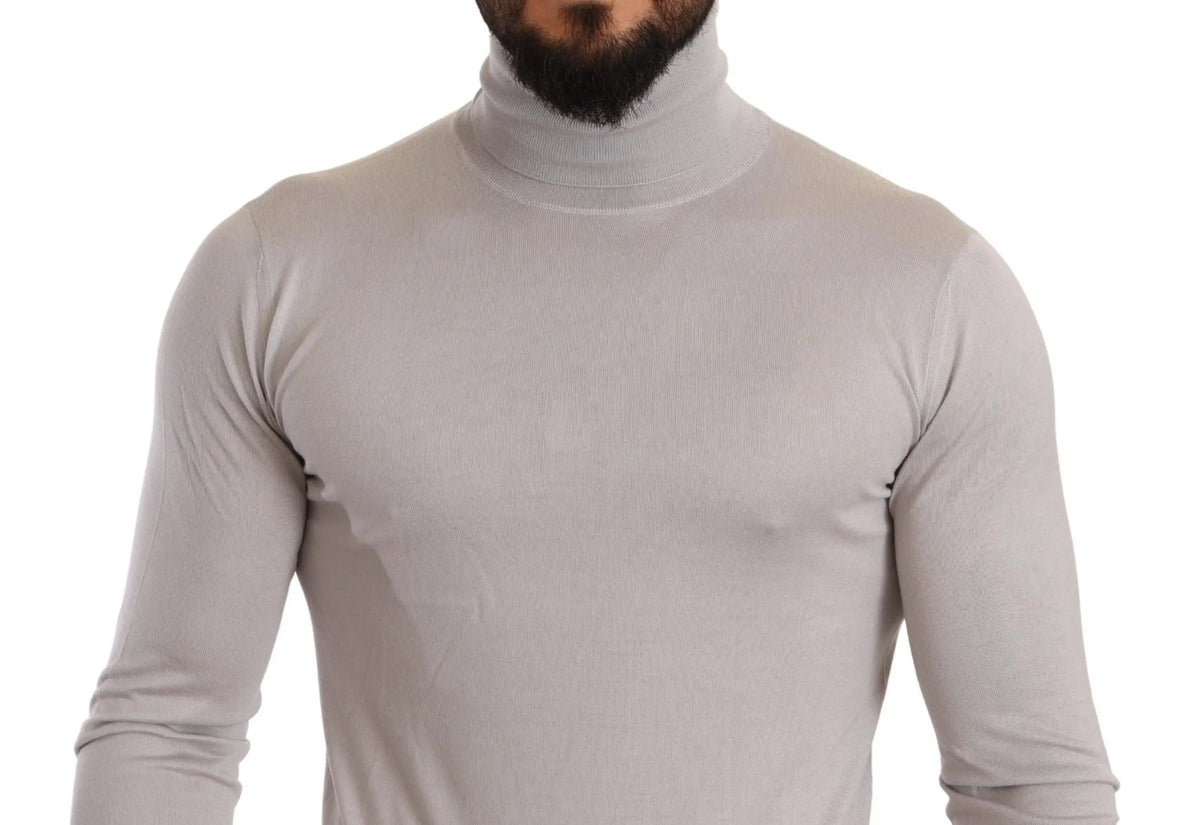 Pull à col roulé gris dolce & gabbana en cachemire avec texture lisse et coupe ajustée