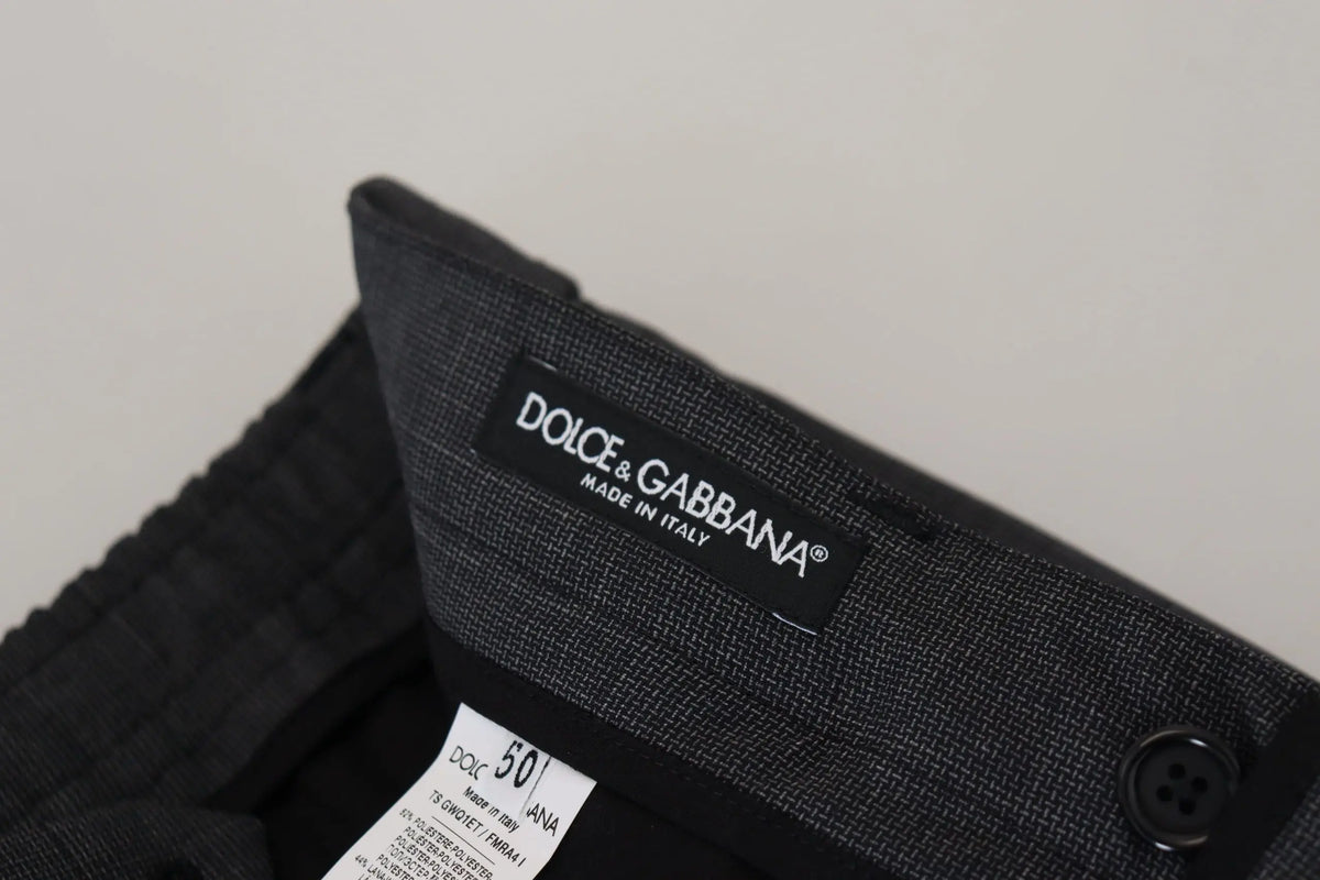Pantalon cargo dolce & gabbana gris à carreaux en laine mélangée noir avec étiquette de marque visible