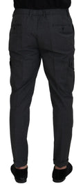 Pantalon cargo dolce & gabbana gris à carreaux avec coupe ajustée et poches multiples en tissu stretch