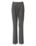 Pantalon femme dolce & gabbana gris à carreaux taille haute coupe flare avec motif chevrons et fermeture bouton