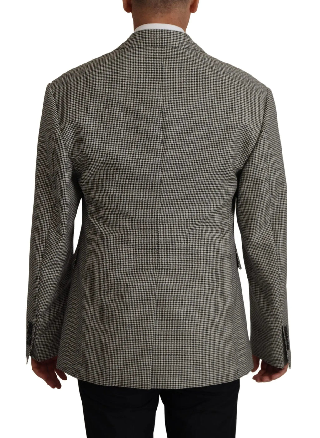 Veste dolce & gabbana gris à carreaux en laine mélangée structurée avec motif pied-de-poule noir classique