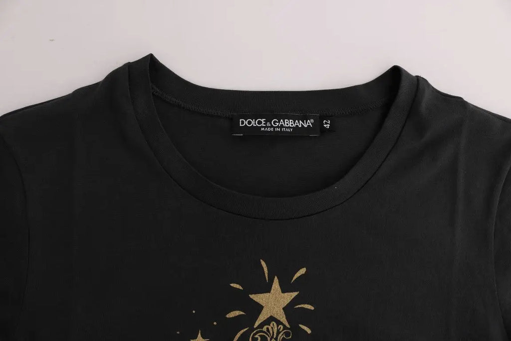 T-shirt noir dolce & gabbana en coton avec motif étoile dorée sur le devant modèle 2017