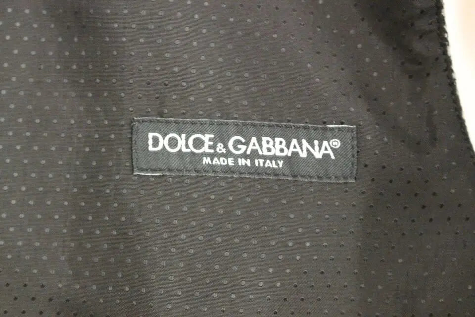Gilet dolce & gabbana en mélange de coton gris avec tissu perforé noir et étiquette made in italy rectangulaire