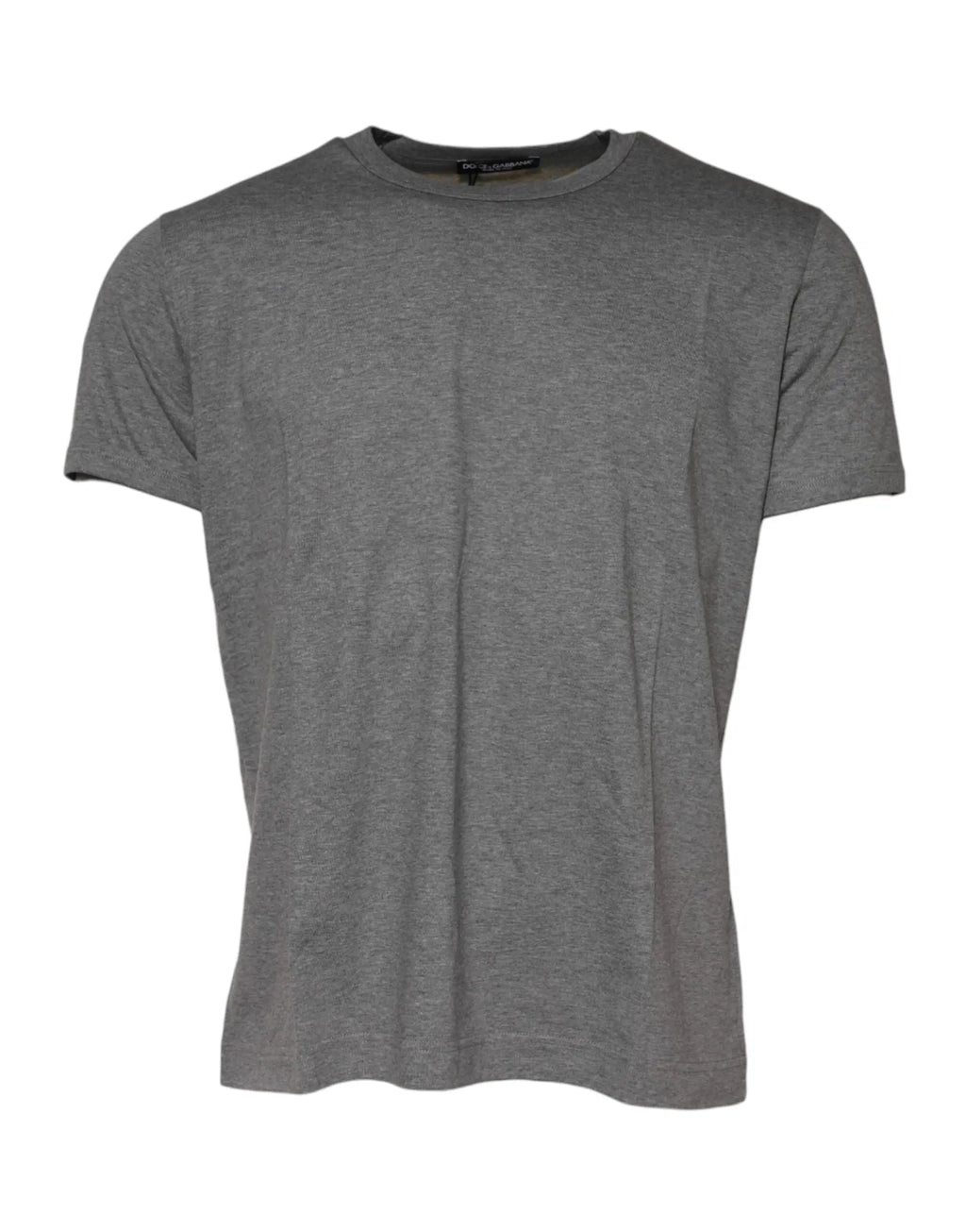 T-shirt dolce & gabbana gris en coton à col rond classique et manches courtes en tissu chiné simple