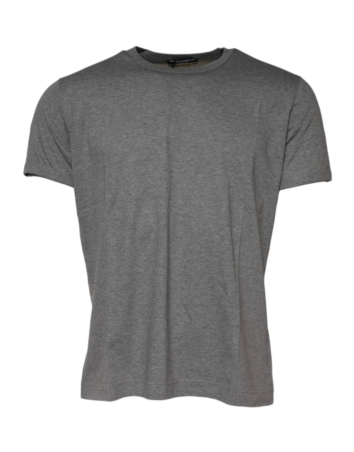 T-shirt dolce & gabbana gris en coton à col rond classique et manches courtes en tissu chiné simple