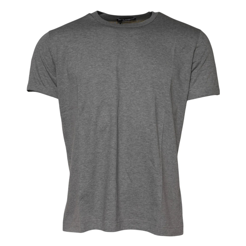 T-shirt dolce & gabbana gris en coton à col rond classique et manches courtes en tissu chiné simple