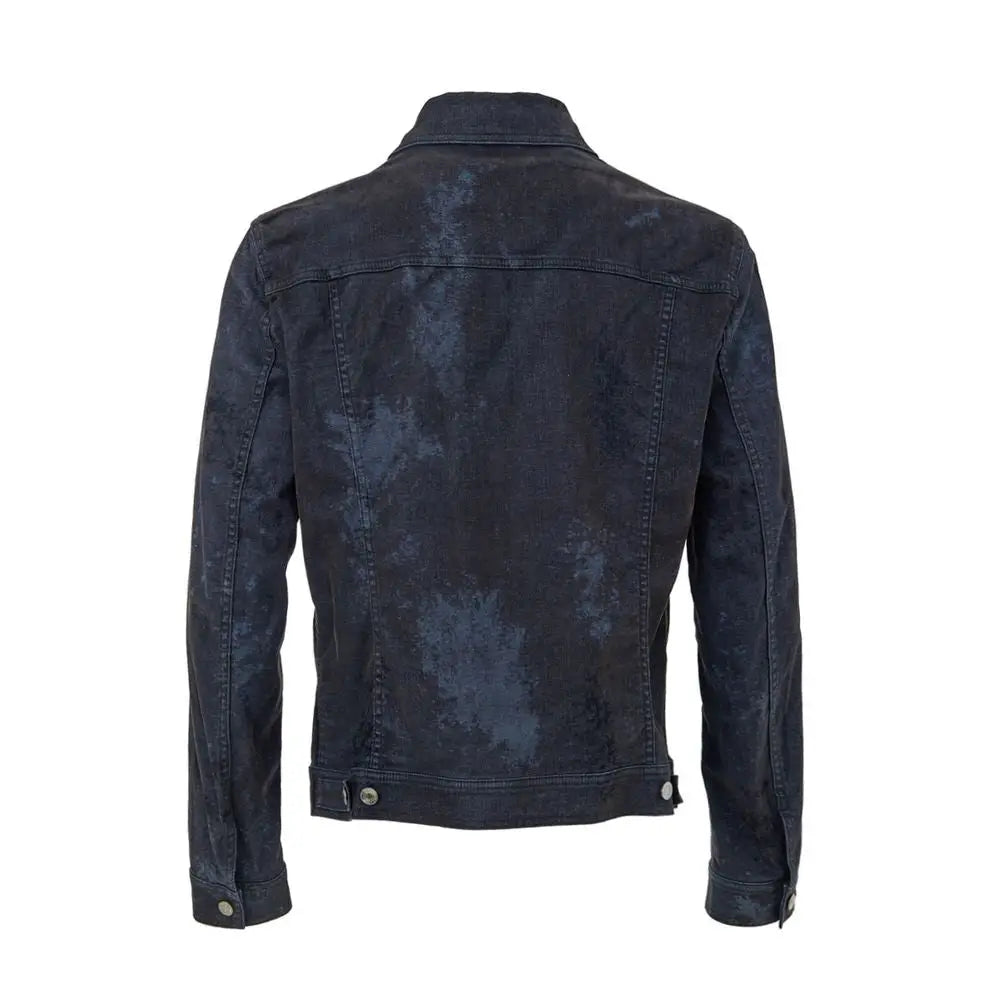 Veste en jean en coton grise dolce & gabbana avec délavage foncé et effet usé subtil